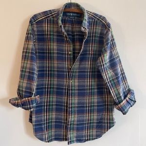 Men's Ralph Lauren Classic Fit Plaid Flannel Long Sleeve Button Down Shirt Large